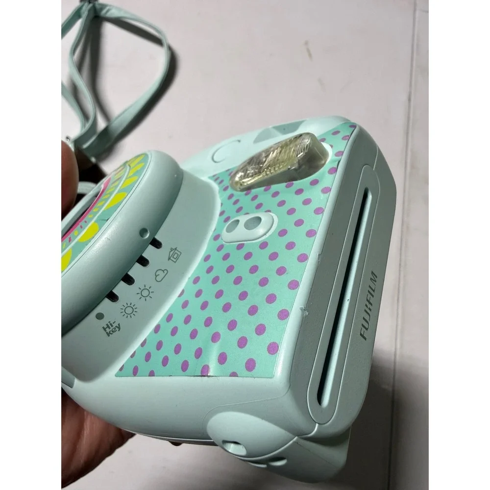 Fujifilm Instax Mini 8 Instant Film Camera Mint Green Polka Dot with Case Strap